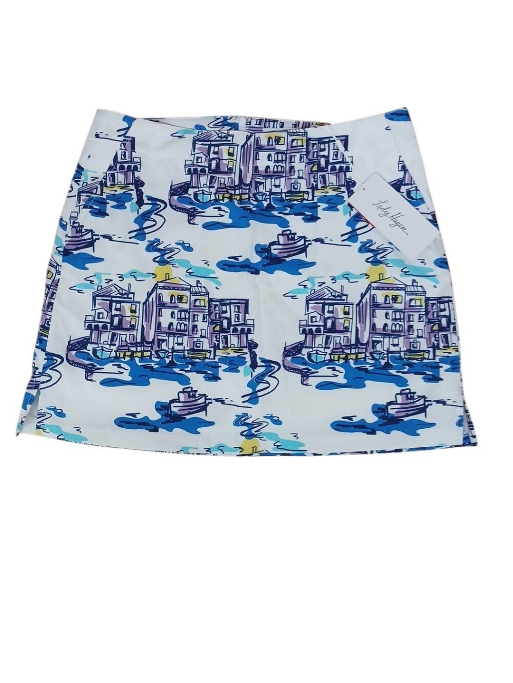 Lady Hagen NWT White Mini Skort with Blue Coastal Print